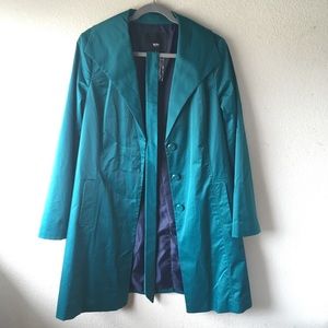 Teal Satin Trench Coat